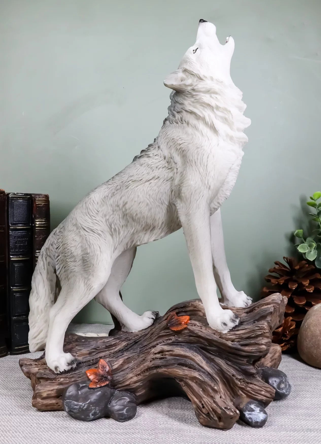 Large Cries Of The Night Howling Alpha Gray Wolf Statue 12"H Spirit Wolves Decor - Exclusive Design