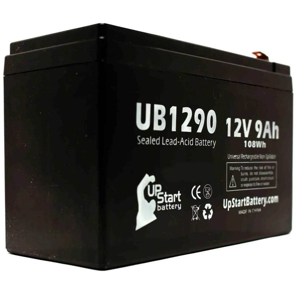 4x Pack - Compatible Kontron 7640 MICROGAS Battery - Replacement UB1290 Universal Sealed Lead Acid Battery (12V, 9Ah, 9000mAh, F1 Terminal, AGM, SLA) - Includes 8 F1 to F2 Terminal Adapters - Exclusive Design