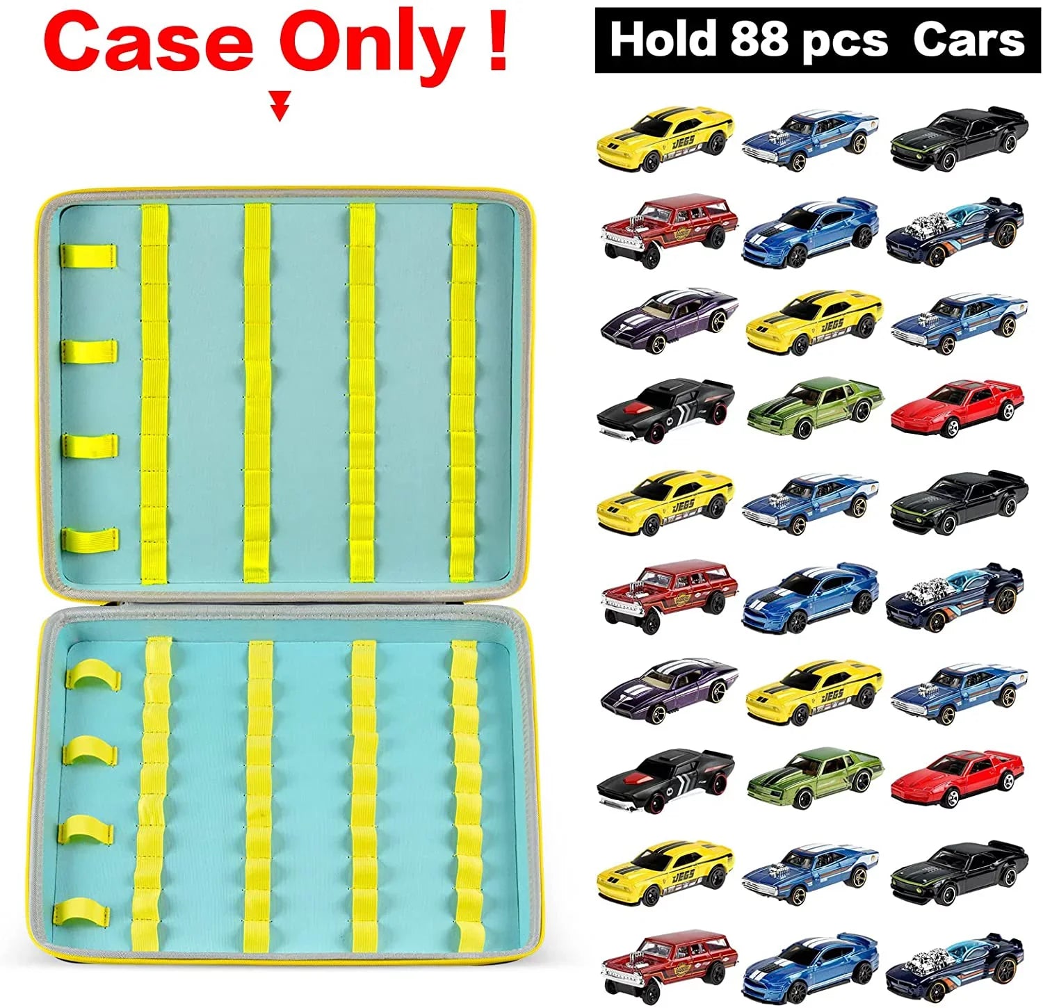 Stylish Toy Storage Organizer Case, 88 Car Display Carrying Container Holder (Box Only)