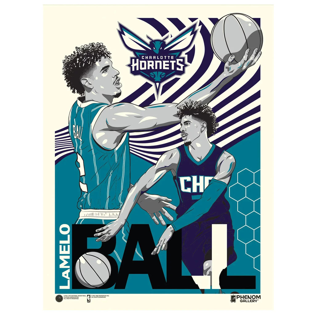Phenom Gallery LaMelo Ball Charlotte Hornets 18'' x 24'' Serigraph - Exclusive Design