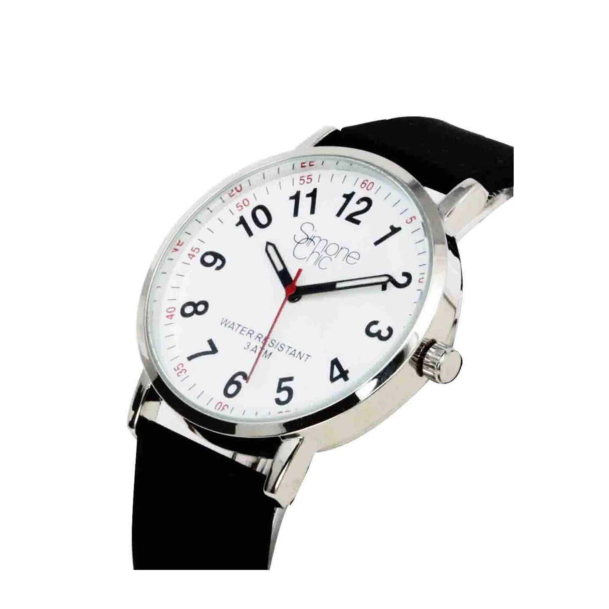 Stylish Watch for Nurse, Medical Professionals and Students â With Second Hand, Easy Read Dial - Hour & Second Arabic Time Indicator, and Silicone Band with Various Colour choice, Nurse Watch- Black