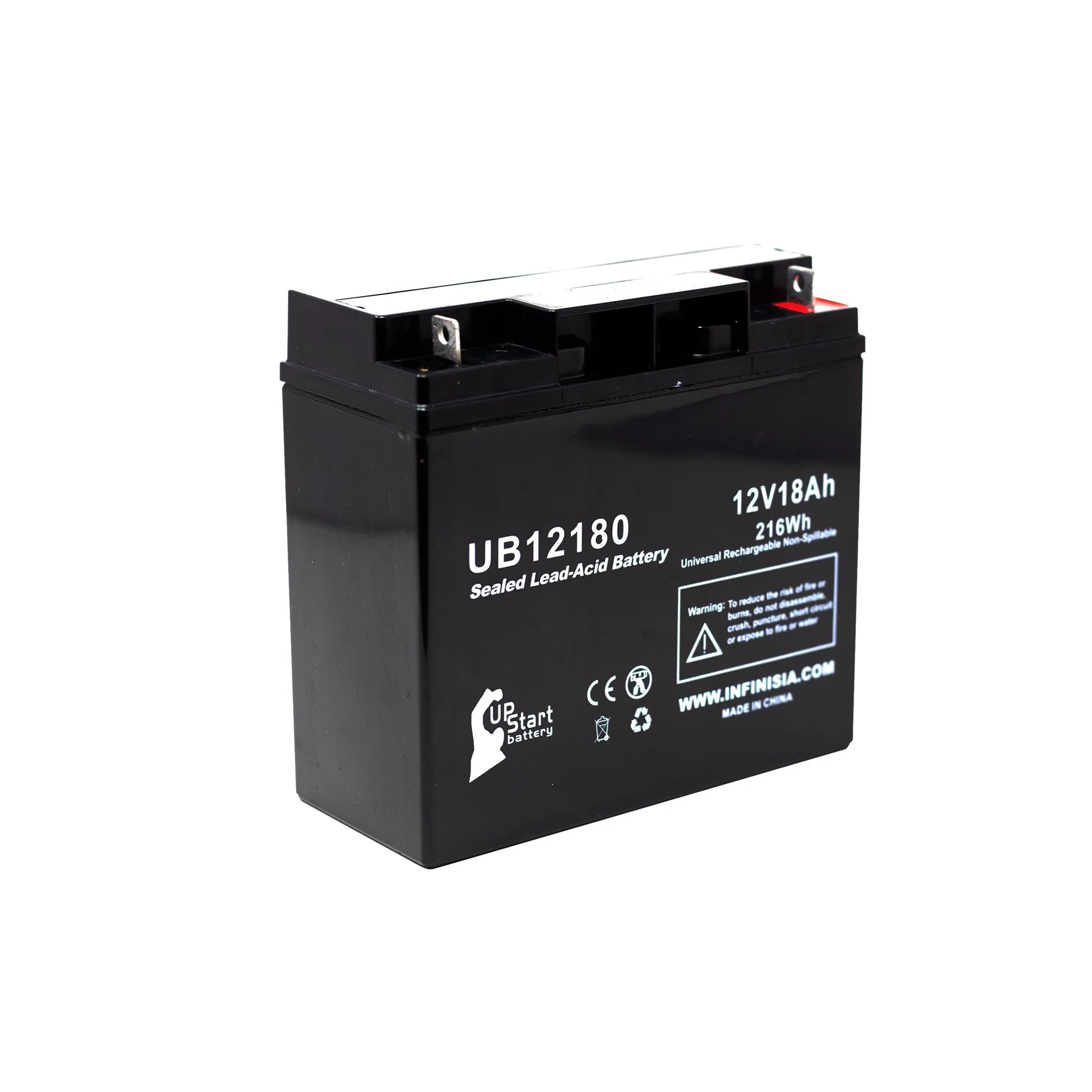 Compatible EAGLE PICHER BATTERIES CFMP12V18 Battery - Replacement UB12180 Universal Sealed Lead Acid Battery (12V, 18Ah, 18000mAh, T4 Terminal, AGM, SLA)