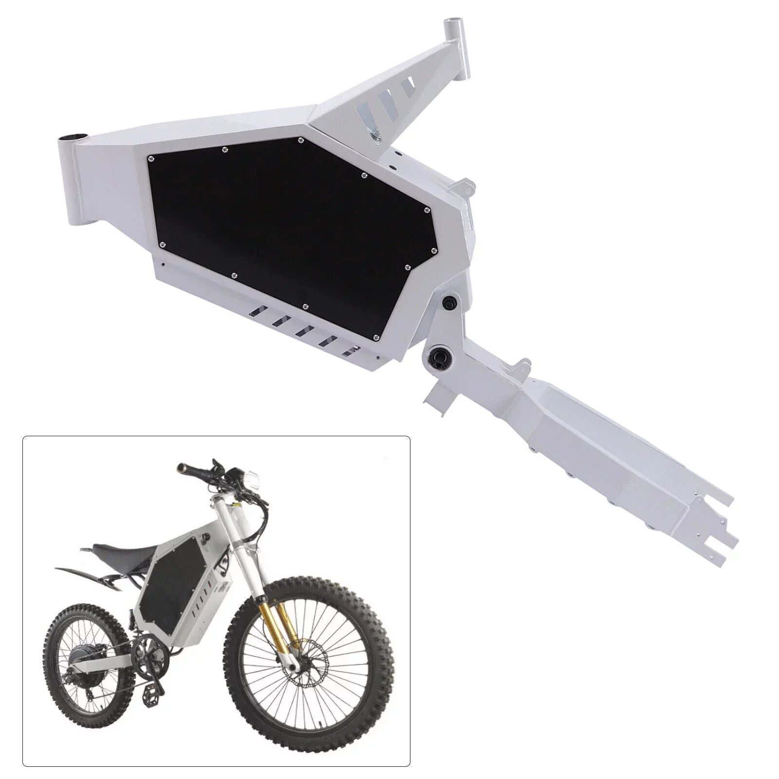 Stylish Miumaeov Electric Bicycle Iron Frame Adjustable For 20" or 26" Stealth Bomber E-Bikes(White)