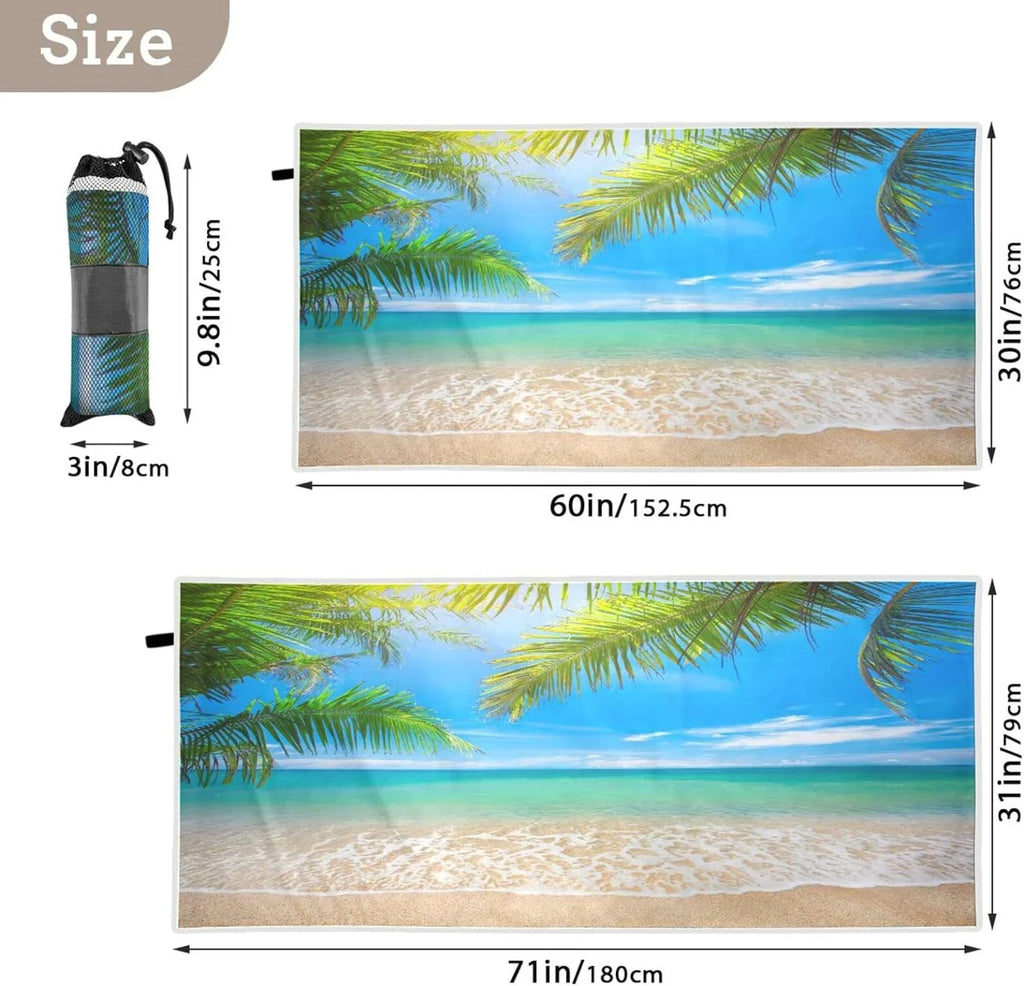 Bestwell Summer Tropical Palm Beach Beach Towel Oversized Towel Blanket, Thin Lampweight Microfiber Sand Free Quick Dry Towel, 30âX60â Multipurpose Pool Bath Yoga Swim Shower Towel