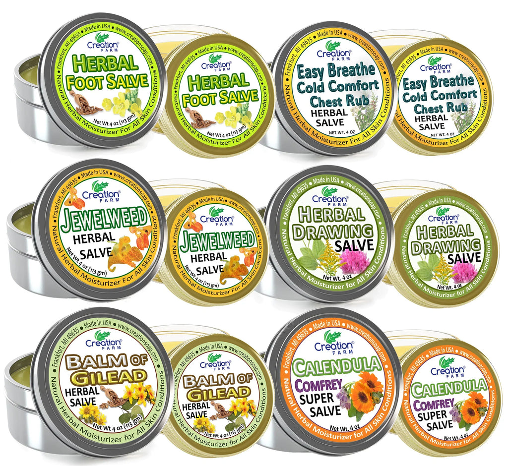 Stylish Calendula Comfrey Salve 4 oz Tin, Herbal Skin Rash Ointment, Wound Treatment Tin 4 oz by Creation Farm