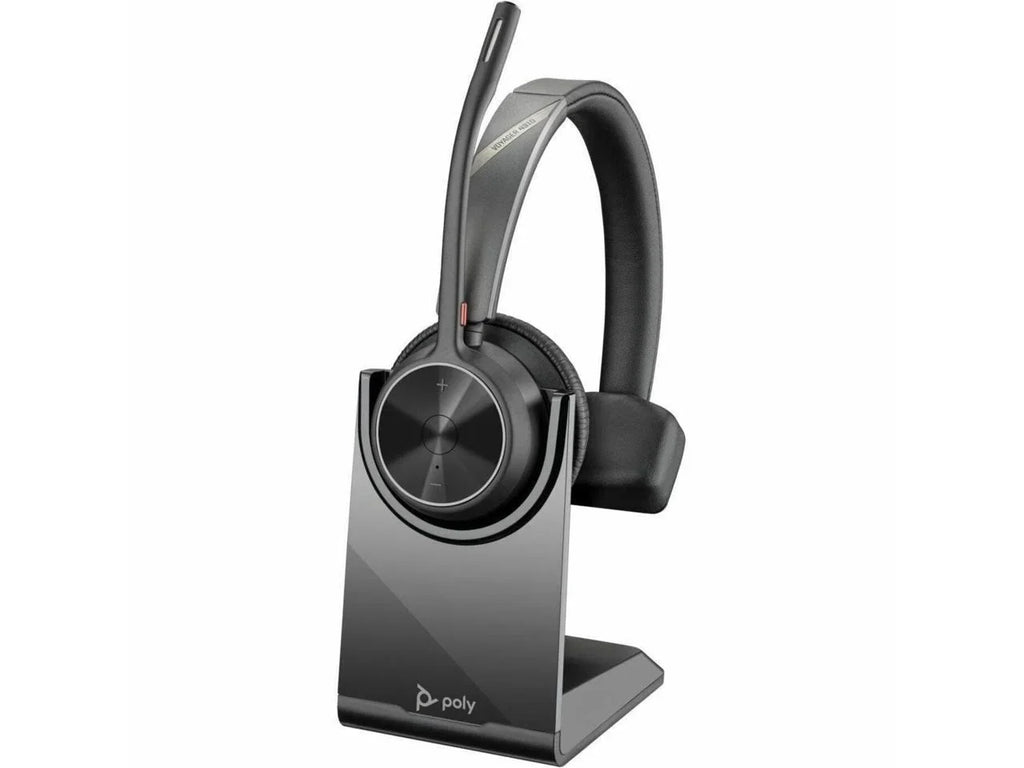 Poly Voyager 4310 USB-C Headset with Charge Stand - Siri, Google Assistant - Mono - Wireless - Bluetooth - 298.6 ft - 20 Hz - 20 kHz - Over-the-head, On-ear - Monaural - Ear-cup - Electret Condense...