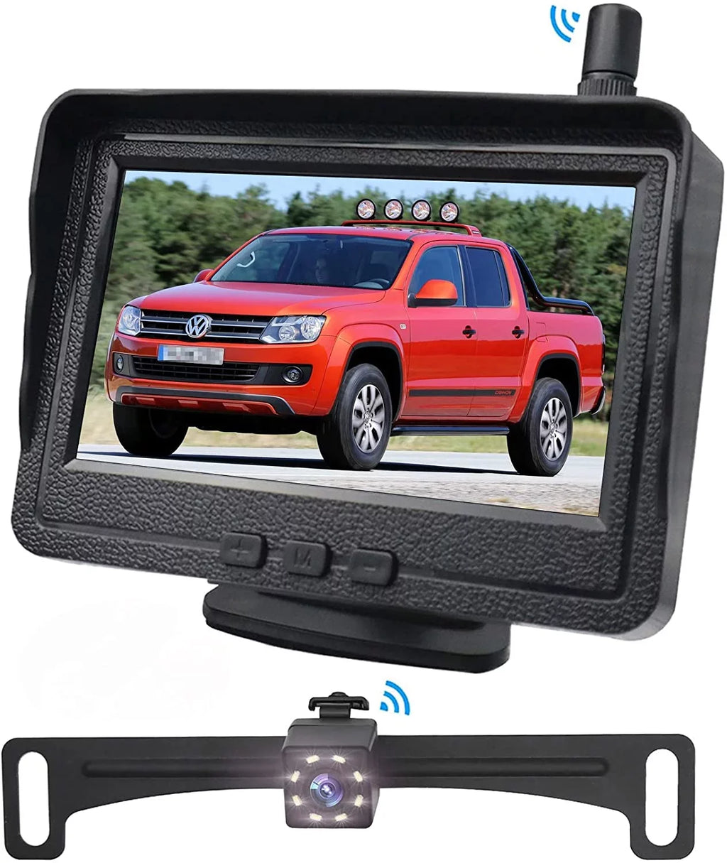 B-Qtech Wireless Backup Camera for Car, Waterproof Night Vision 170 Rear View Camera with 4.3"" LCD Monitor for Truck, RV