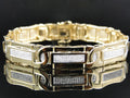 Stylish Mens Pave Set 14K Yellow Gold Round Cut Genuine Diamond 8.5 Inch Bracelet 3 Ct