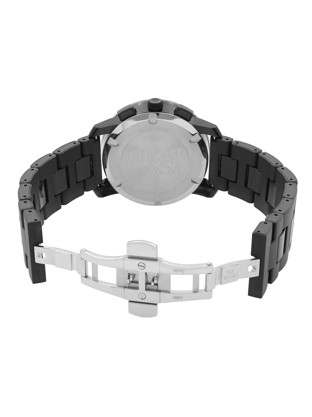 Movado Bold 43mm Steel Plastic Resin Black Dial Quartz Mens Watch 3600048 - Exclusive Design