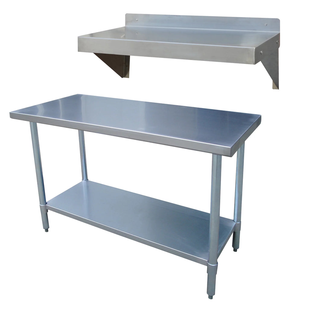 Stylish Sportsman Series Stainless Steel 48-inch Table and Shelf Set