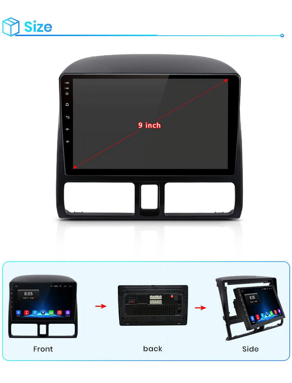 AWESAFE Carplay Car Stereo Radio for Honda CRV 2001 2002 2003 2004 2005 2006,1+32GB 9 Inch Touch Screen with Apple Android Auto GPS Navigator Bluetooth WiFi FM Radio Mirror Link