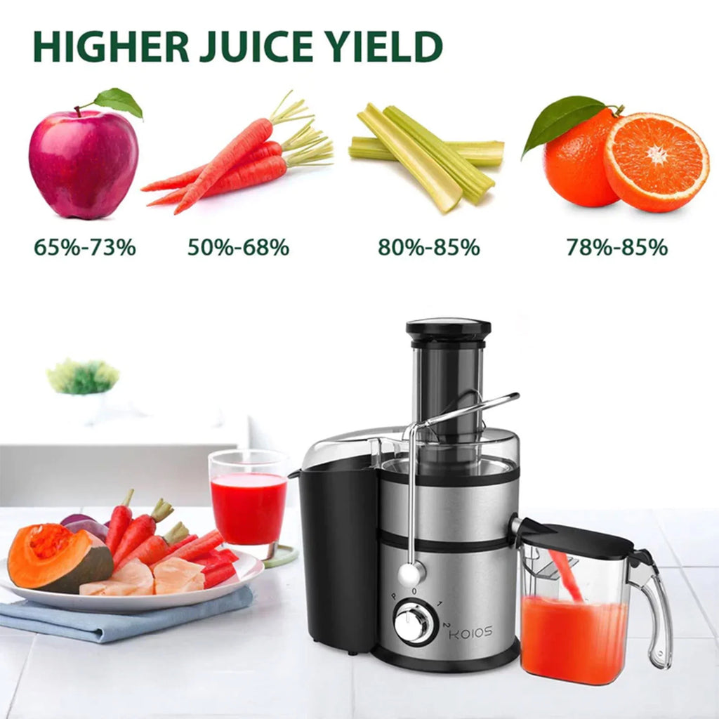 Stylish Koios Centrifugal Fruit & Vegetable Juicer w/ Extra Wide Feed Chute, Black