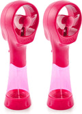 Stylish O2COOL 3.5 inch Elite Battery Powered handheld Misting Fan for Personal Cooling, Pink Raspberry, 2 Pack