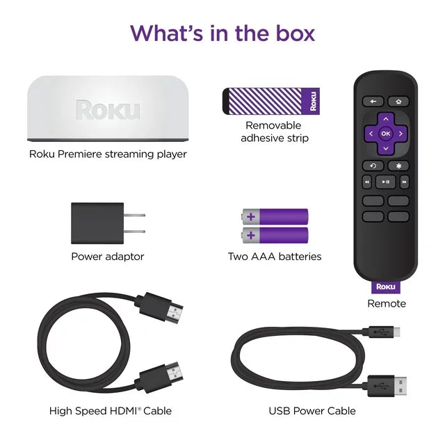 Roku Premiere | 4K/HDR Streaming Media Player Wi-FiÂ® Enabled with Premium High Speed HDMIÂ® Cable and Simple Remote + Tigology Accessories