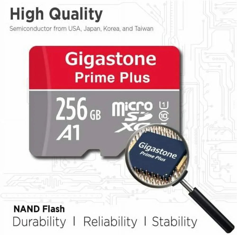 Stylish Gigastone 256GB Micro SD Card, Switch / GoPro Compatible Memory Card, UHS-I SDXC