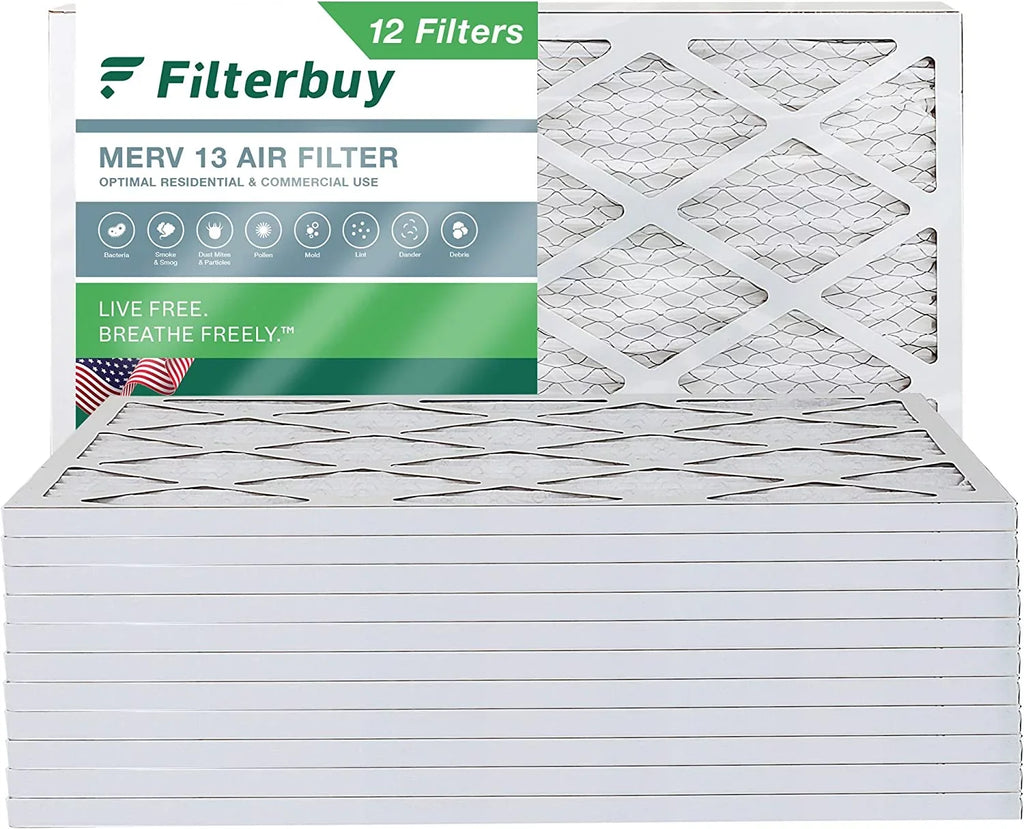 Filterbuy 20x36x1 MERV 13 Pleated HVAC AC Furnace Air Filters (12-Pack)