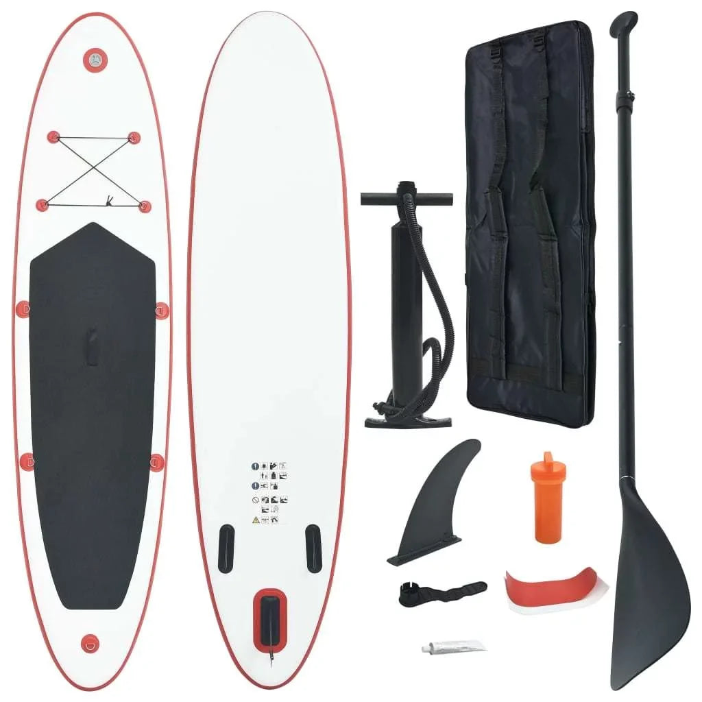 Stand Up Paddle Board Set An Inflatable Surfboard in Captivating Red and White