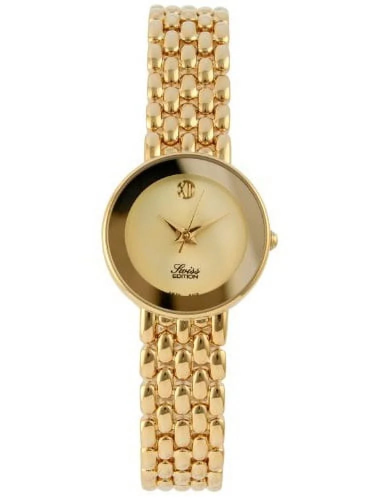 Swiss Edition SE3800-C Women's 23K Gold Plated Panther Link Bracelet Watch - Exclusive Design