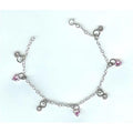 Designer Jewelry Sterling Silver & Pink CZ Charm Bracelet