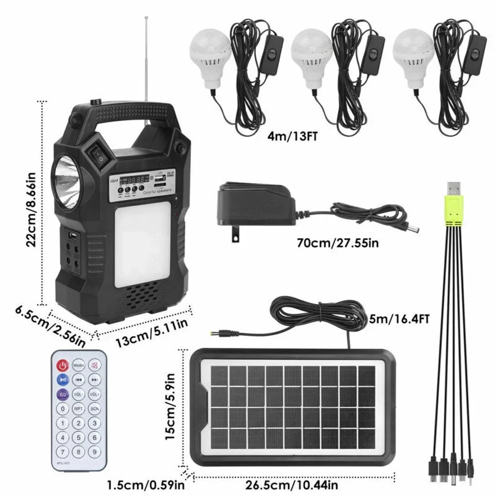 Stylish DFITO Portable Solar Powered Station, Rechargeable Solar Generator, Dual Way To Charge, Solar Panel Power Bank with 3 LED Bulbs Flashlight for Hiking Camping Emergency