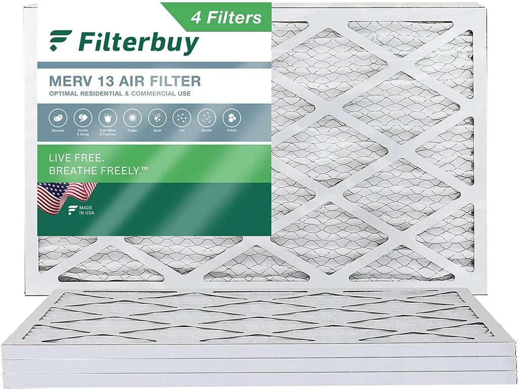 Filterbuy 14x24x1 MERV 13 Pleated HVAC AC Furnace Air Filters (4-Pack) - Exclusive Design