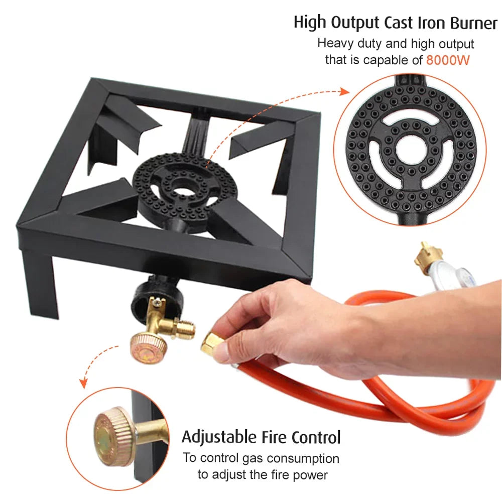 Andoer Portable Fire Control Stove, 8KW Gas Boiling Ring Cast Iron Cooker - Exclusive Design
