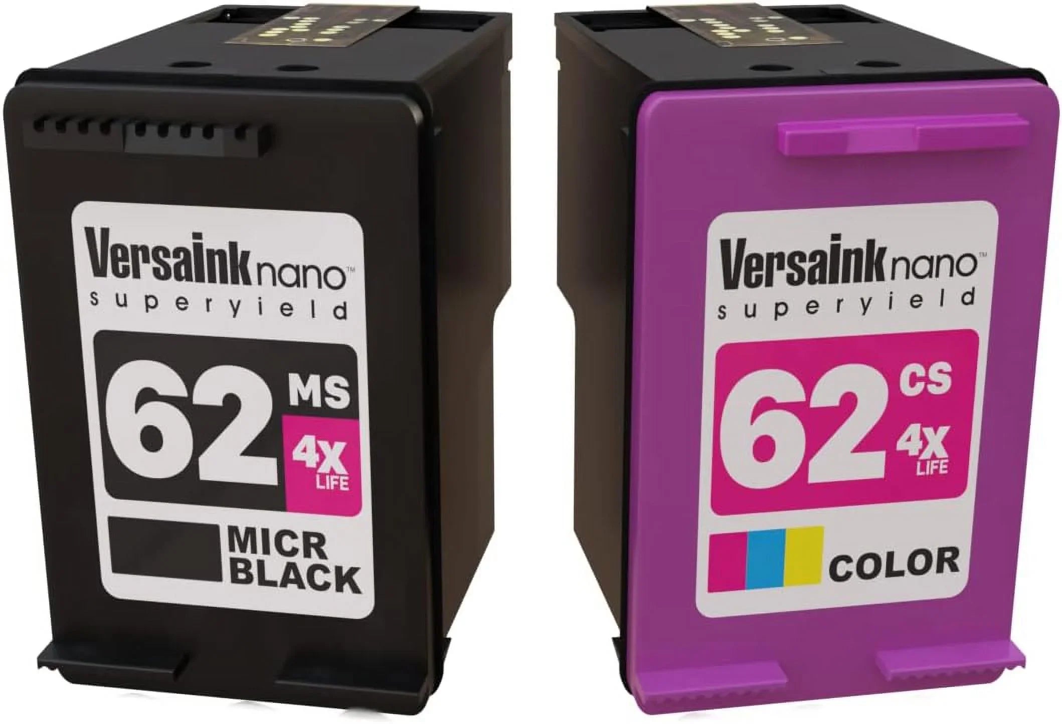 VersaInk-nano 62MS Black(MICR) 62CS Color Cartridges - 4X Life - Exclusive Design