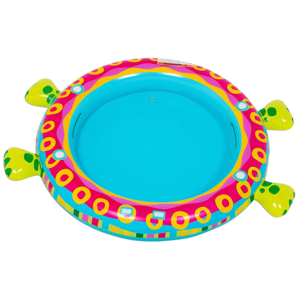 Stylish Banzai Shade 'N Slide Turtle Inflatable Kiddie Splash Pool with Sprinkler