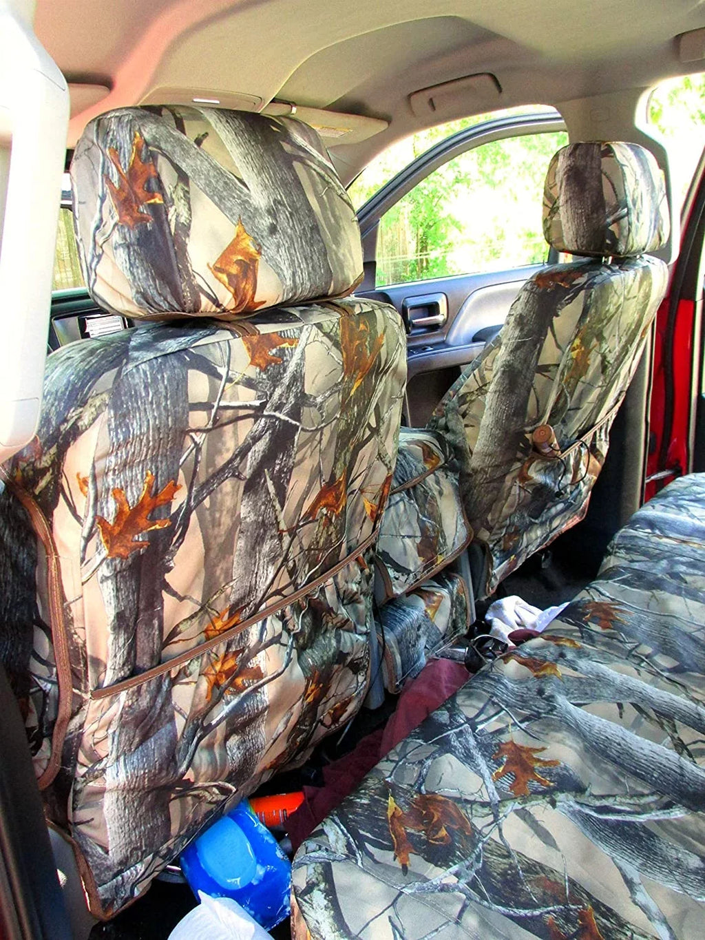 Stylish C1141 2014-2019 Chevy Silverado Front 40/20/40 Split Bench Seat with Opening Center Console and Non Opening 20 Section Seat Bottom. In Camo Endura