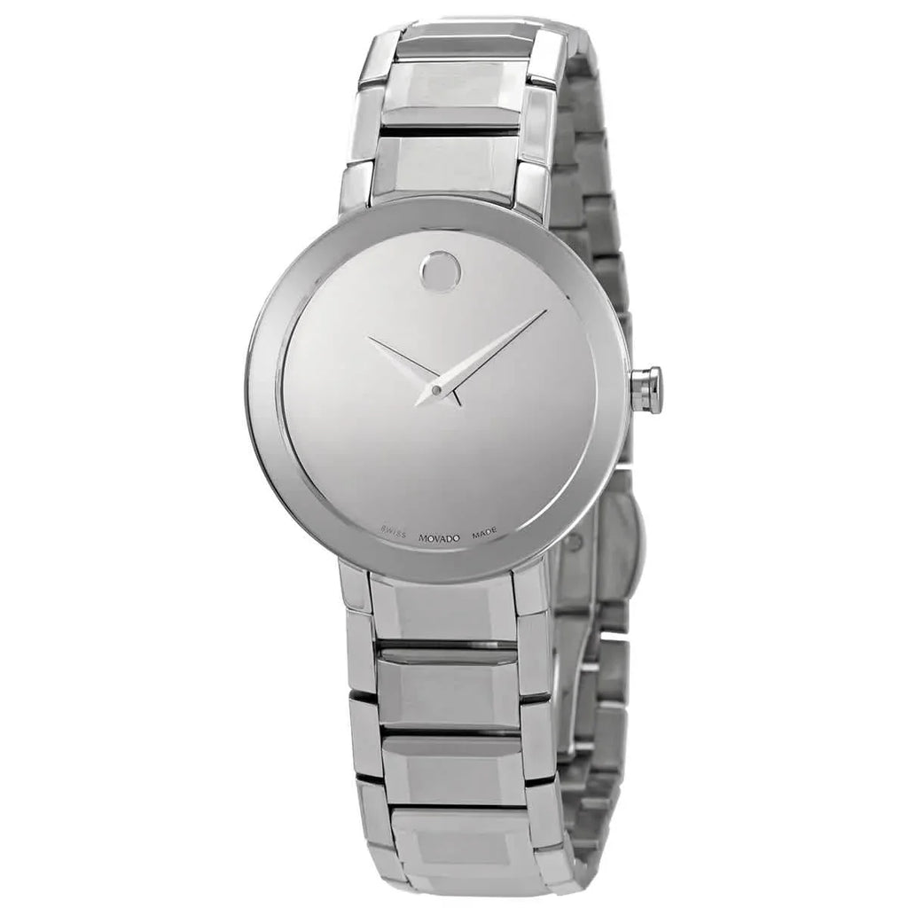 Stylish Movado Sapphire Quartz Silver Mirror Dial Ladies Watch 0607547