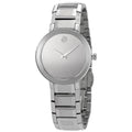 Stylish Movado Sapphire Quartz Silver Mirror Dial Ladies Watch 0607547
