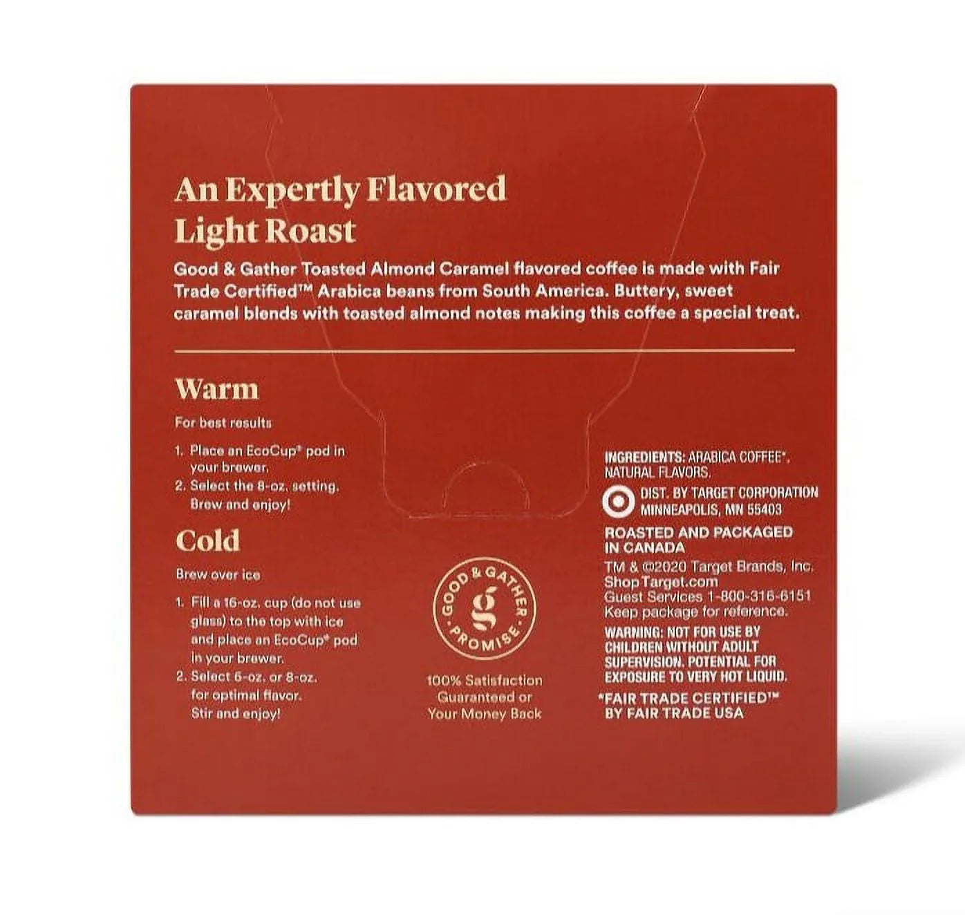 Stylish 2 pack Naturally Flavored Toasted Almond Caramel Light Roast Coffee - 16ct Single Serve Pods