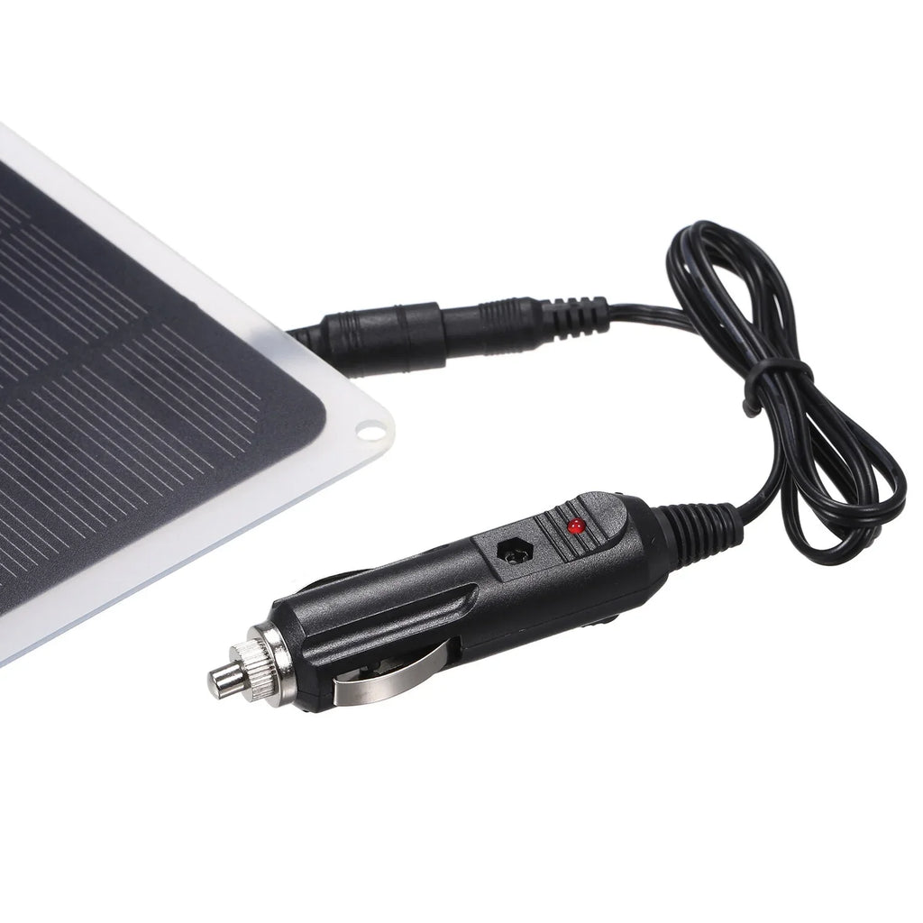 Stylish DC12V 10W Solar Panel with USB Port Car Chargers Charge for 12V-Battery Portable Completed Accessories for Outdoor Camping Hiking Fishing Climbing