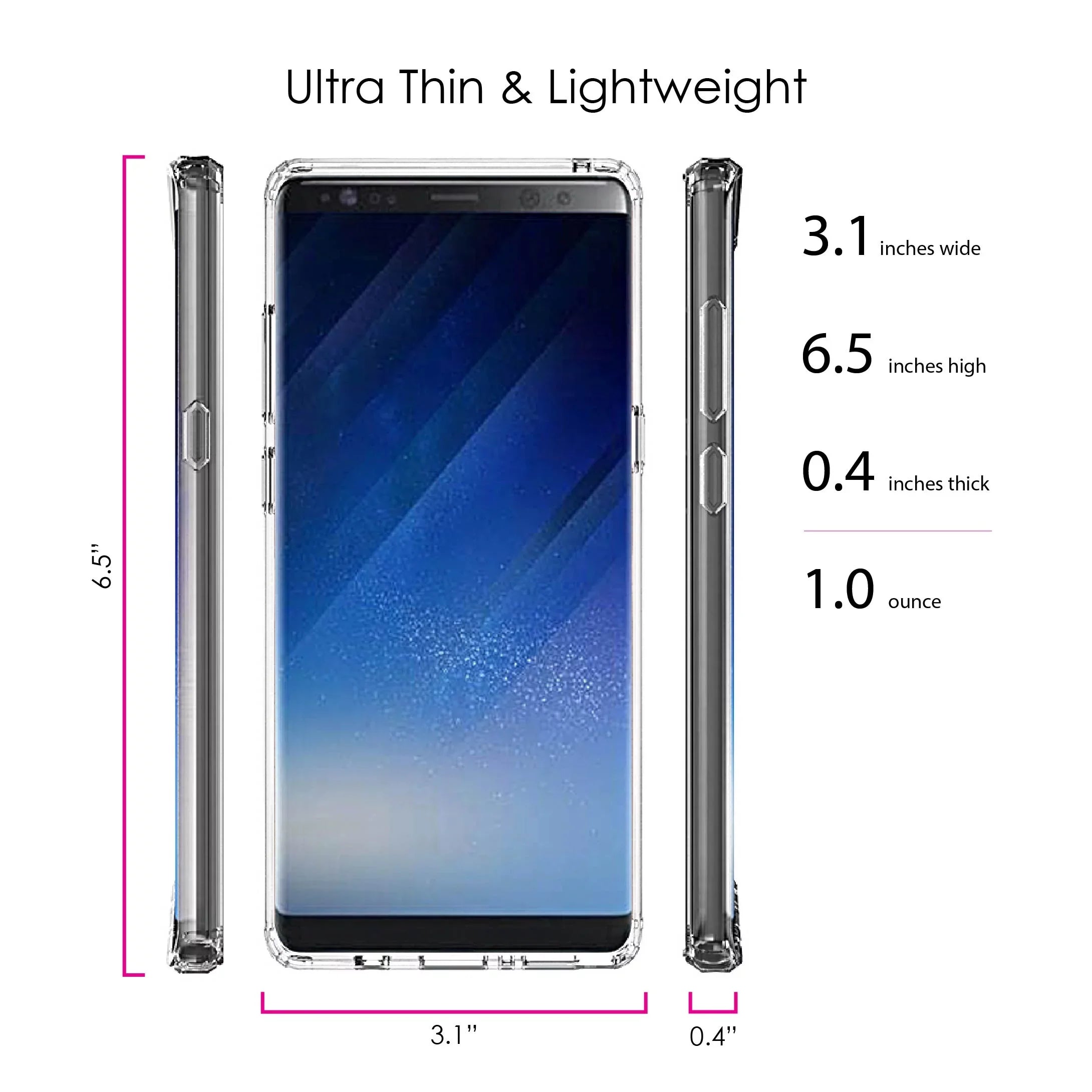 Stylish DistinctInk Clear Shockproof Hybrid Case for Samsung Galaxy Note 8 - TPU Bumper, Acrylic Back, Tempered Glass Screen Protector - A Faith Can Moves Mountains
