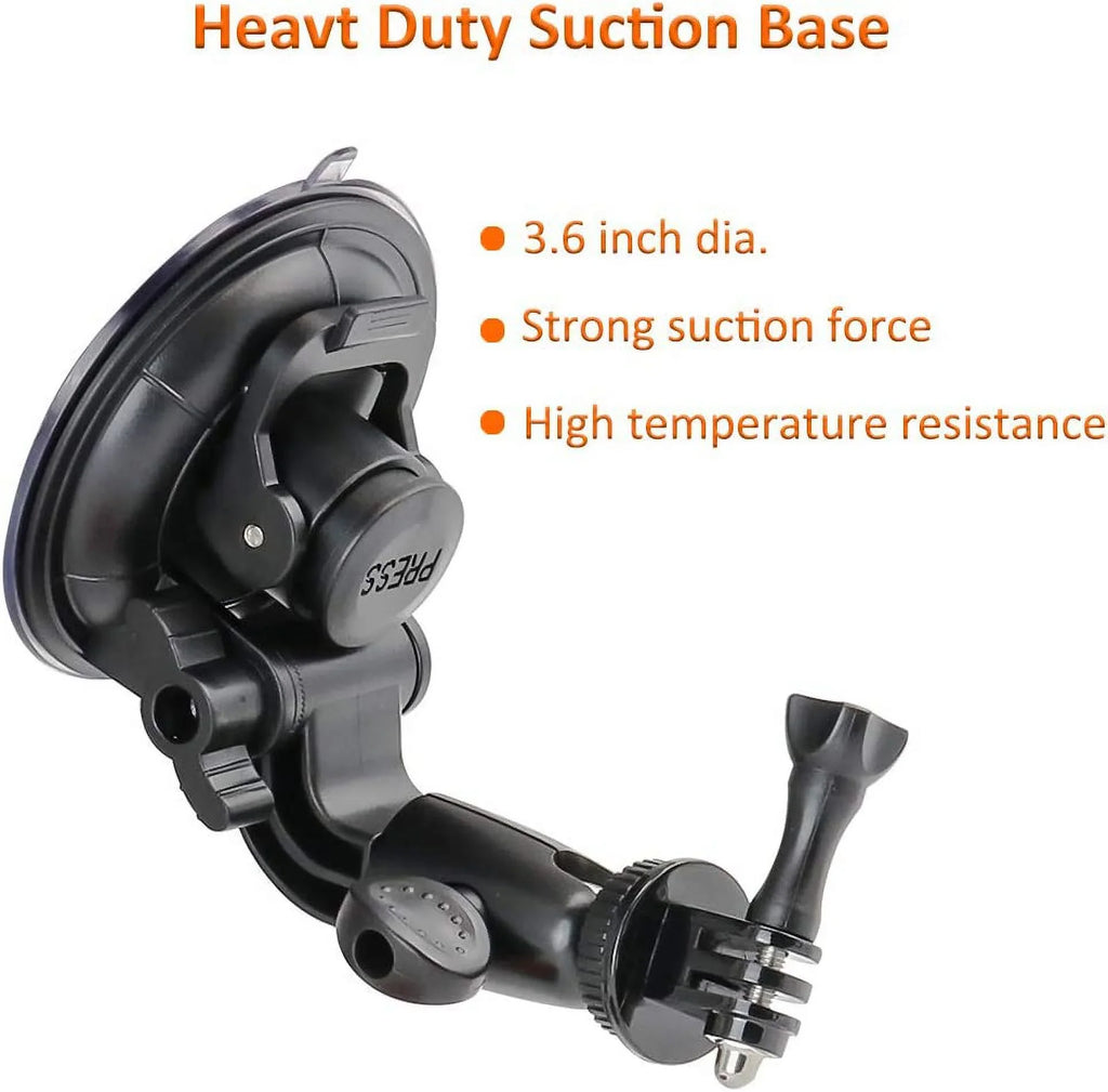 Heavy Duty Camera Car Windshield Mount with 1/4-20 Adapter for GoPro Hero Series and All Cameras - Exclusive Design