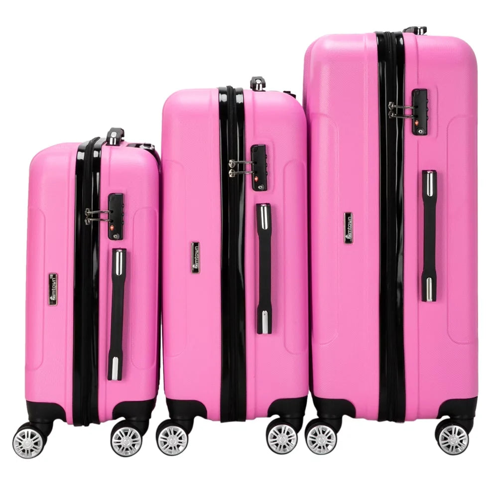 Stylish Zimtown 3-in-1 Luggage Multifunctional Large Capacity Traveling Storage Suitcase Pink