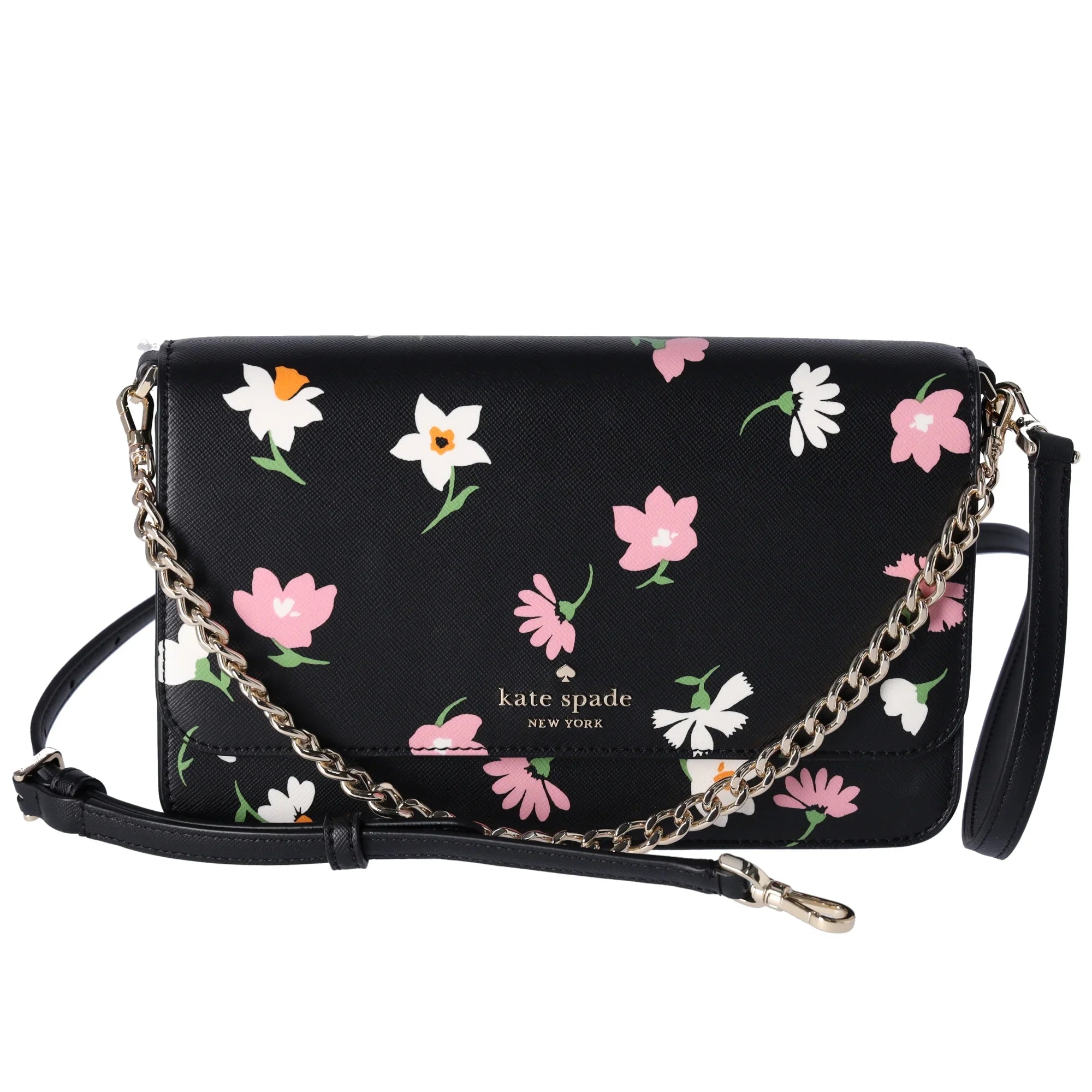 Kate Spade Madison Black Floral Waltz Flap Convertible Crossbody KF441 - Exclusive Design