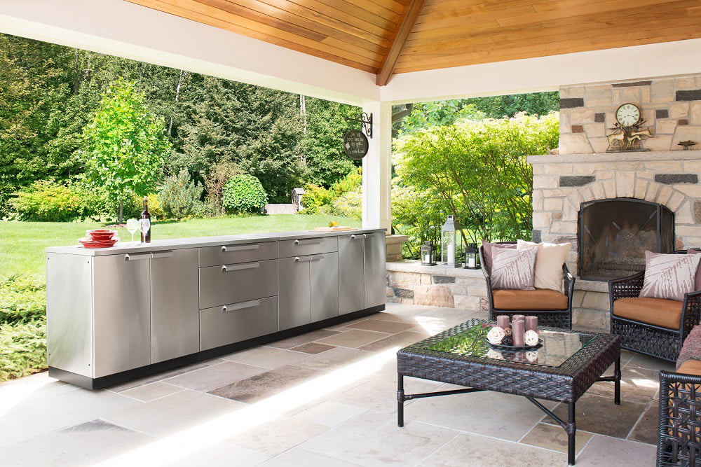 Outdoor Kitchen 5 Piece Cabinet Set in Stainless Steel with Countertops