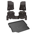 3W Floor Mats&Cargo Liner for Jeep Wrangler JL 2018-2021 with subwoofer - All Weather Floor Liners White Logo &Trunk mats for Jeep Wrangler JL Unlimited 4-Door,Black - Exclusive Design