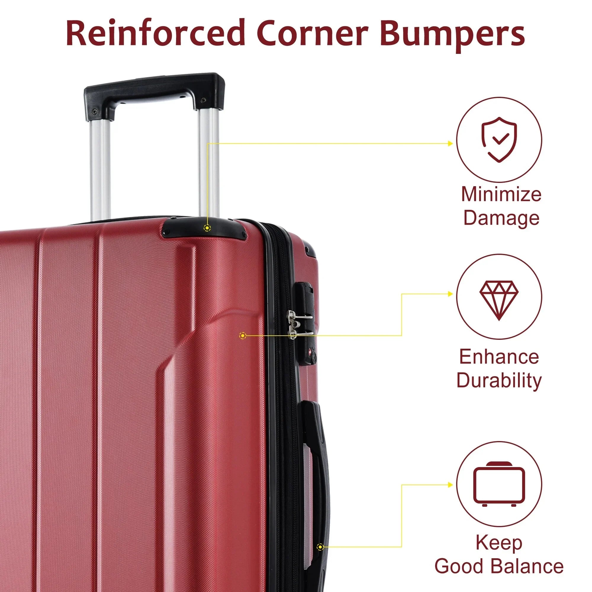 Luggage Suitcase ABS with TSA Lock Spinner and Adjustable Handle Carry on Expansion Hardshell Lightweight 20in, Airline Approved