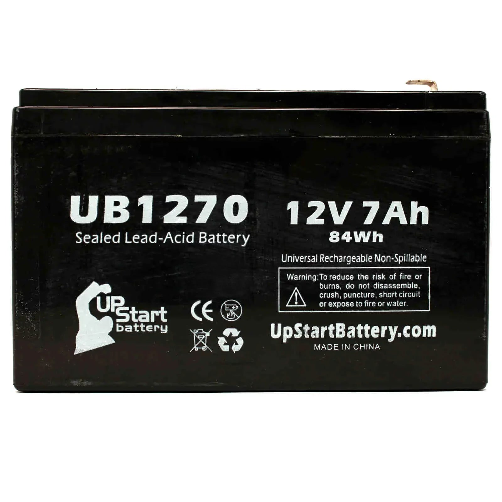 2x Pack - Compatible APC SMART-UPS 2000 SURT2000XLI Battery - Replacement UB1270 Universal Sealed Lead Acid Battery (12V, 7Ah, 7000mAh, F1 Terminal, AGM, SLA) - Includes 4 F1 to F2 Terminal Adapters