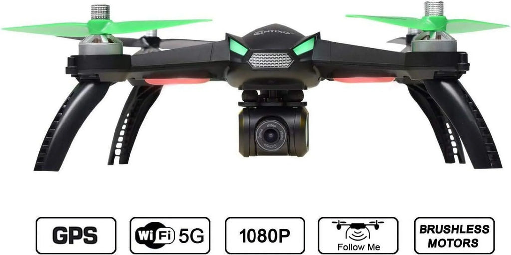 Open Box Contixo F20 RC Remote App Controlled Quadcopter Drone - BLACK/GREEN - Exclusive Design