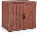 30" Outdoor Storage Box, Wooden Storage Deck Box W/Spacious Inner Space & Countertop, Tool Storage Cabinet for Backyard Garden Porch, Easy Assembly, 30" x 22" x 28.5" (Brown) - Exclusive Design