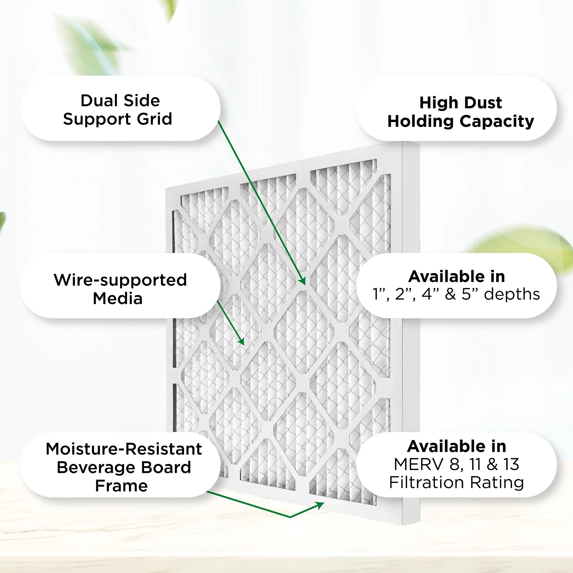 Stylish 13 x 21-1/2 x 1 MERV 11, MPR 1000 Pleated AC Furnace 1" Air Filters by Pamlico. Quantity 6. Actual Size: 13 x 21-1/2 x 3/4