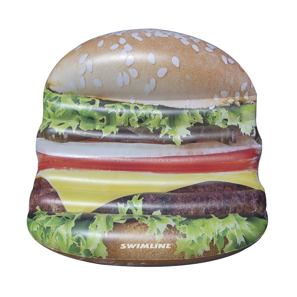 Stylish Inflatable Brown Cheeseburger Deluxe Island Swimming Pool Float 60-Inch