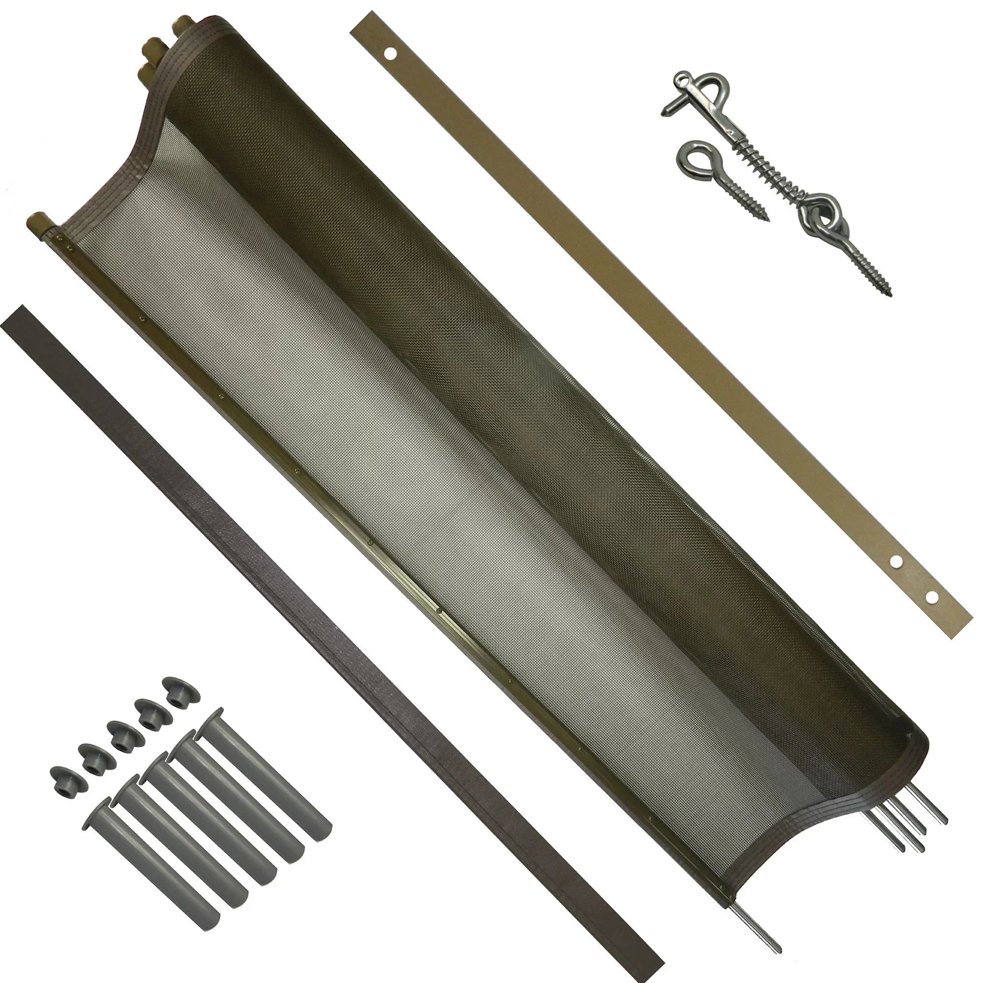 5 ft. H X 12 ft. W Pool Fence DIY Section in Brown with 5 Poles Featuring a Steel Pin at the Base for a 1/2 in. Hole - Exclusive Design