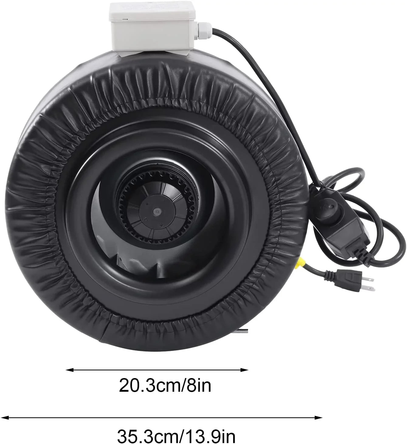 FETCOI Grow Tent Fan 8 Inch Inline Fan Industrial Grade Duct Exhaust Fan Combinable with HEPA Filter & Carbon Filter Powerful Booster Fanwith Speed Controller - Exclusive Design