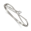 Primal Steel Stainless Steel Polished Heart CZ Hinged Bangle
