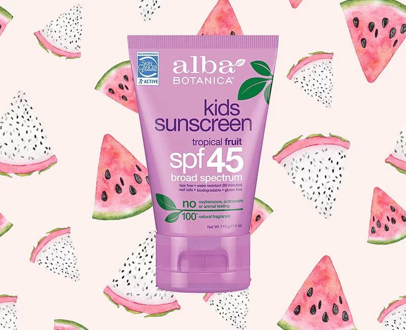 Stylish Alba Botanica, Kids Sunscreen, Tropical Fruit, SPF 45, 4 oz(Pack of 3)