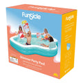 Stylish Funsicle: Shimmer Party Pool - 10ft Inflatable Lounge Pool, Teal & White, 120x110x18", Cup Holders, Comfortable Backrests, Outdoor Family Pool